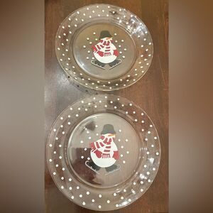 Crate & Barrel Snowman Plates France 8”